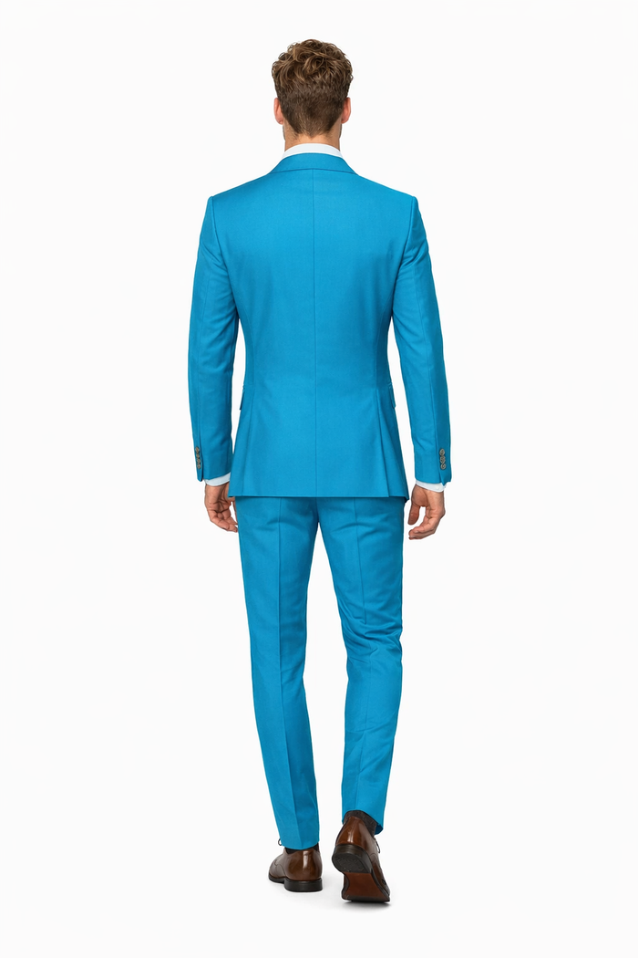 Rossi Man BOND RM1776 Slim Fit 3-Piece Suit – Turquoise Blue Men’s Formalwear