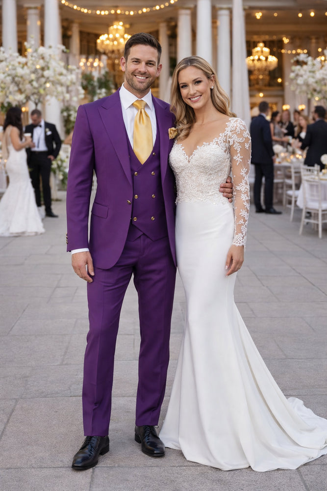Rossi Man BOND RM1778 Slim Fit 3-Piece Purple Suit – Elegant Tailored Suit for Men