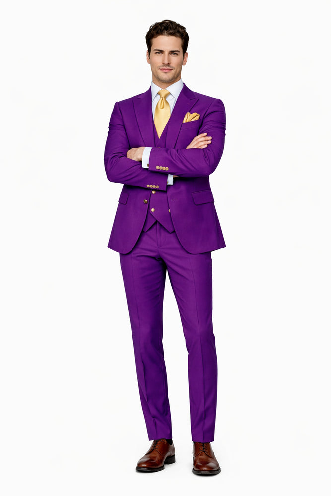 Rossi Man BOND RM1778 Slim Fit 3-Piece Purple Suit – Elegant Tailored Suit for Men
