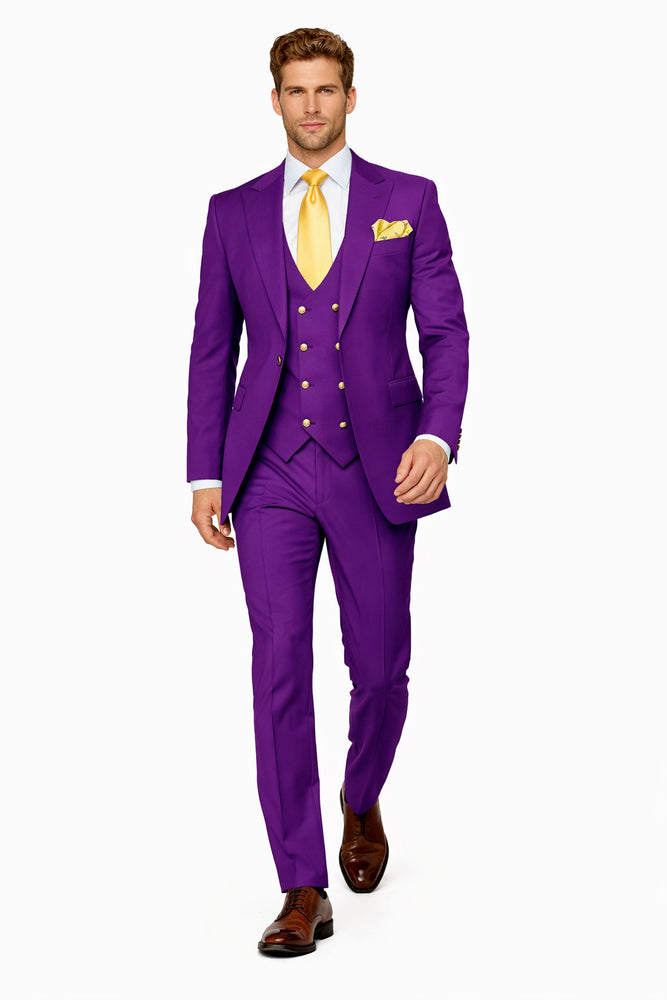 Rossi Man BOND RM1778 Slim Fit 3-Piece Purple Suit – Elegant Tailored Suit for Men
