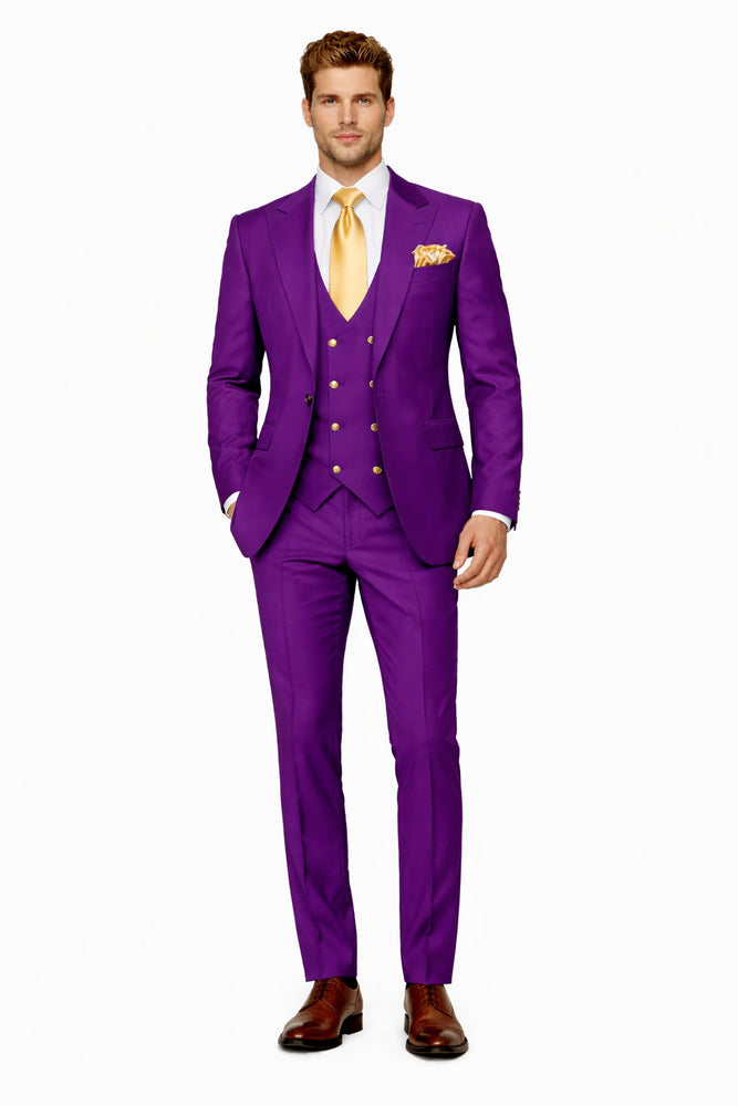 Rossi Man BOND RM1778 Slim Fit 3-Piece Purple Suit – Elegant Tailored Suit for Men