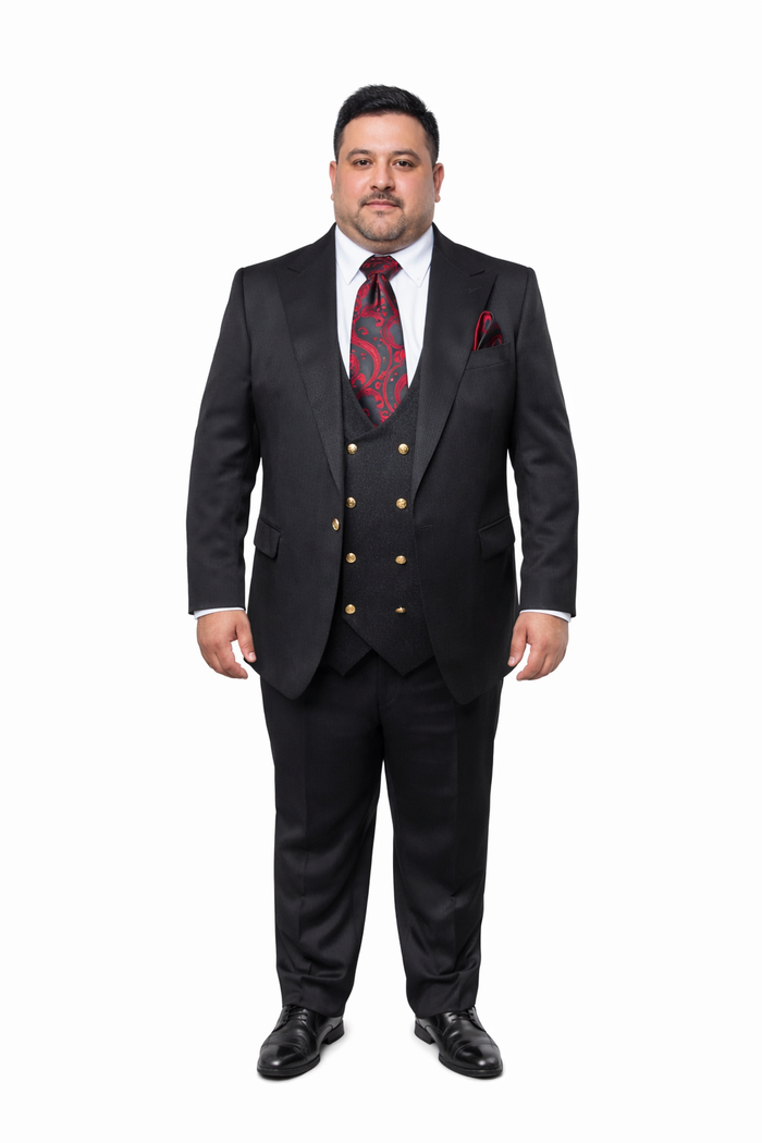 Rossi Man Bond RM1751 Black Slim Fit 3-Piece Suit – Men’s Formalwear