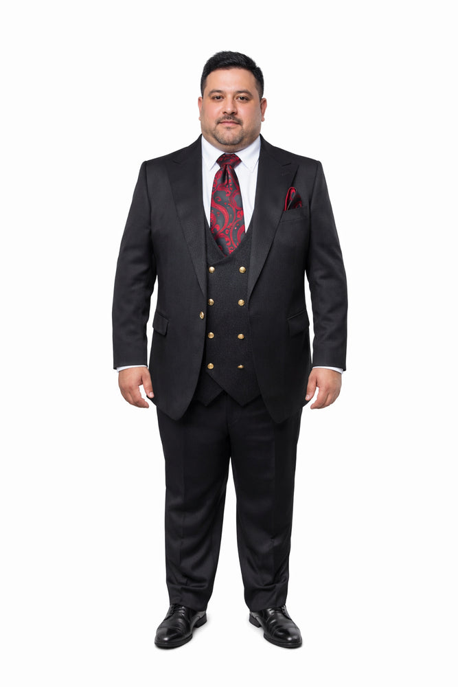 Men’s Formal 3-Piece Suit – Rossi Man Bond Slim Fit in Black | RM1751