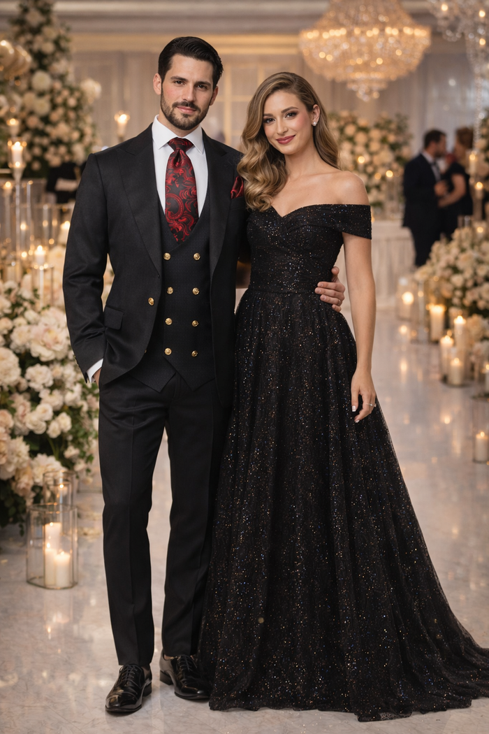 Rossi Man Bond RM1751 Black Slim Fit 3-Piece Suit – Men’s Formalwear