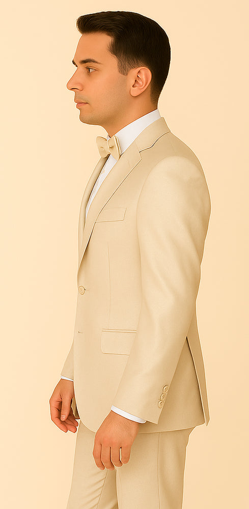 Rossi Man LEO RM1642 – Off-White Shimmer Slim Fit 3-Piece Suit for Men