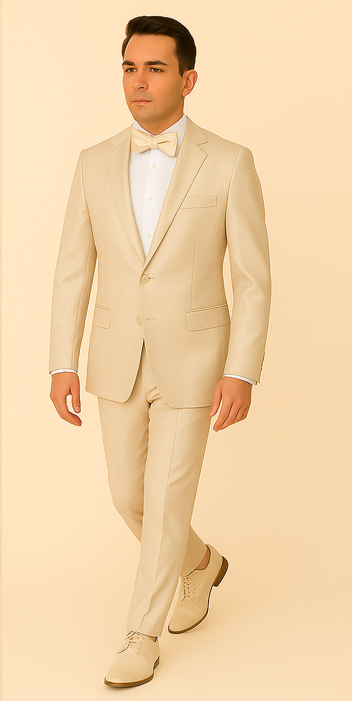 Rossi Man LEO RM1642 – Off-White Shimmer Slim Fit 3-Piece Suit for Men