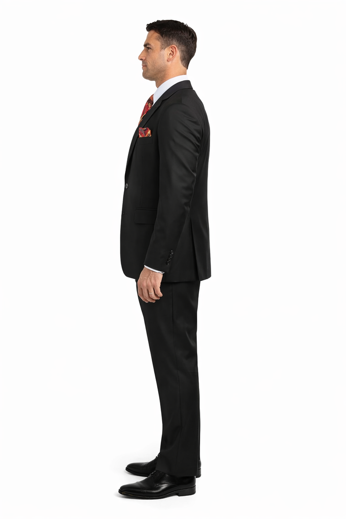 Rossi Man MAX RM1101 Black Slim Fit 3-Piece Suit – Men’s Modern Formalwear