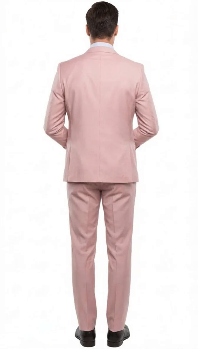 Rossi Man MAX RM1203 Slim Fit 3-Piece Suit – Stylish Solid Pink Formalwear for Men