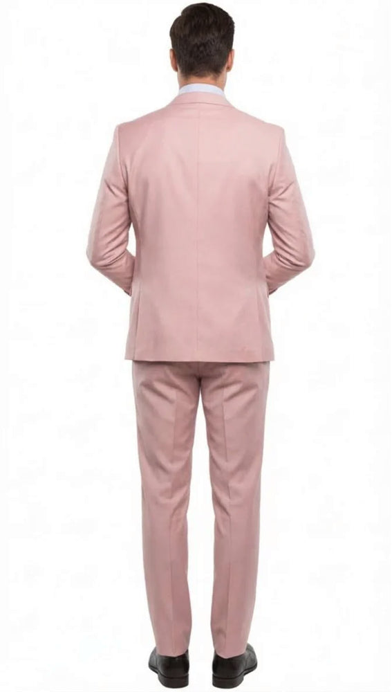 Rossi Man MAX RM1203 Slim Fit 3-Piece Suit – Stylish Solid Pink Formalwear for Men