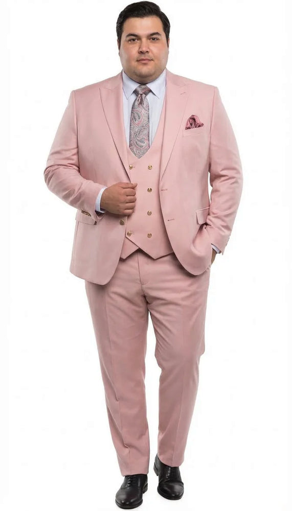 Rossi Man MAX RM1203 Slim Fit 3-Piece Suit – Stylish Solid Pink Formalwear for Men