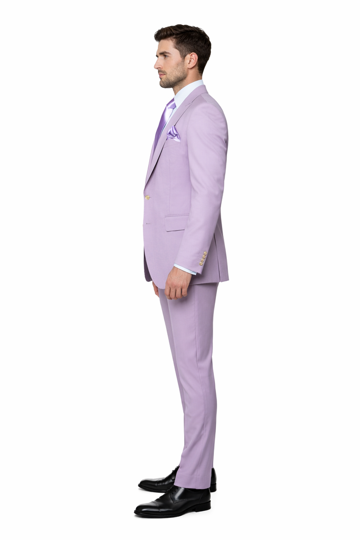 Rossi Man MAX RM1378 Slim Fit 3-Piece Lavender Suit – Formalwear for Men