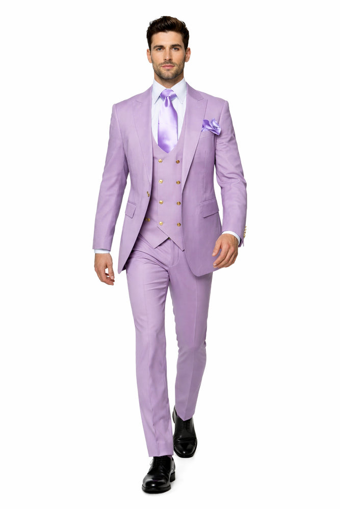 Rossi Man MAX RM1378 Slim Fit 3-Piece Lavender Suit – Formalwear for Men