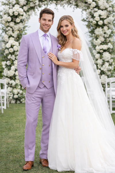 Rossi Man MAX RM1378 Slim Fit 3-Piece Suit – Sophisticated Solid Lavender Suit for Men