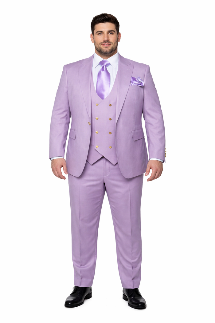 Rossi Man MAX RM1378 Slim Fit 3-Piece Lavender Suit – Formalwear for Men