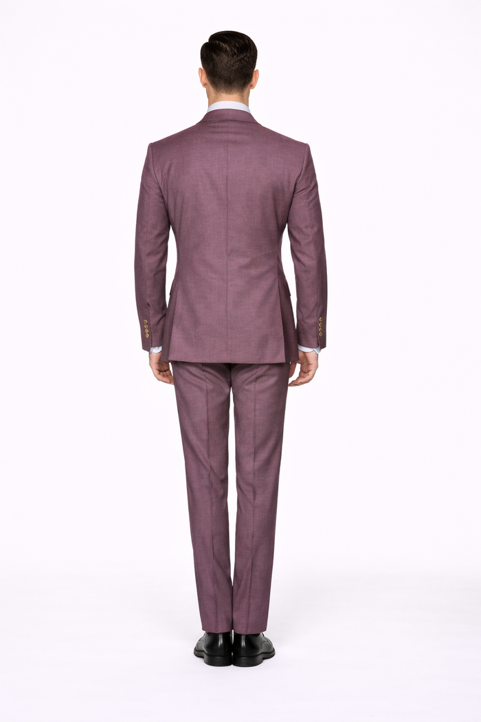 Rossi Man MAX RM1381 Slim Fit 3-Piece Suit – Modern Tailored Solid Raspberry Suit for Men