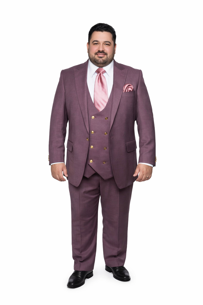 Rossi Man MAX RM1381 Slim Fit 3-Piece Suit – Solid Raspberry Suit for Men