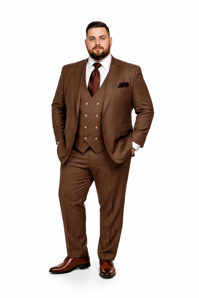Rossi Man MAX RM1392 Brown Slim Fit 3-Piece Suit – Men’s Formalwear