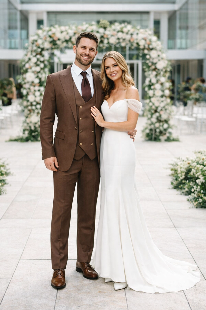 Rossi Man MAX RM1392 Brown Slim Fit 3-Piece Suit – Men’s Formalwear