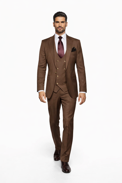 Rossi Man MAX RM1392 Brown Slim Fit 3-Piece Suit – Men’s Formalwear
