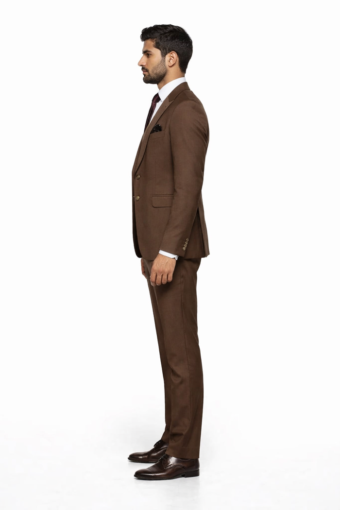 Rossi Man MAX RM1392 Brown Slim Fit 3-Piece Suit – Men’s Formalwear