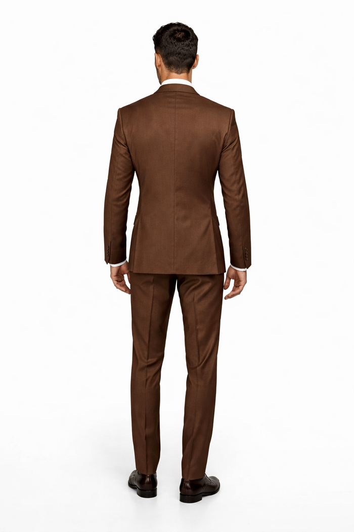 Rossi Man MAX RM1392 Brown Slim Fit 3-Piece Suit – Men’s Formalwear