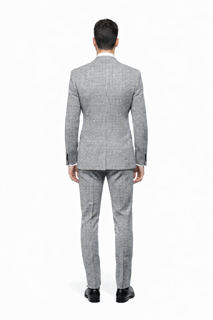 Rossi Man MAX RM1710 Slim Fit 3-Piece Suit – Modern Black and White Suit for Men