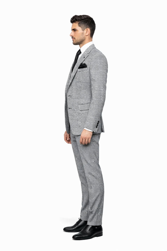 Rossi Man MAX RM1710 Slim Fit 3-Piece Suit – Modern Black and White Suit for Men