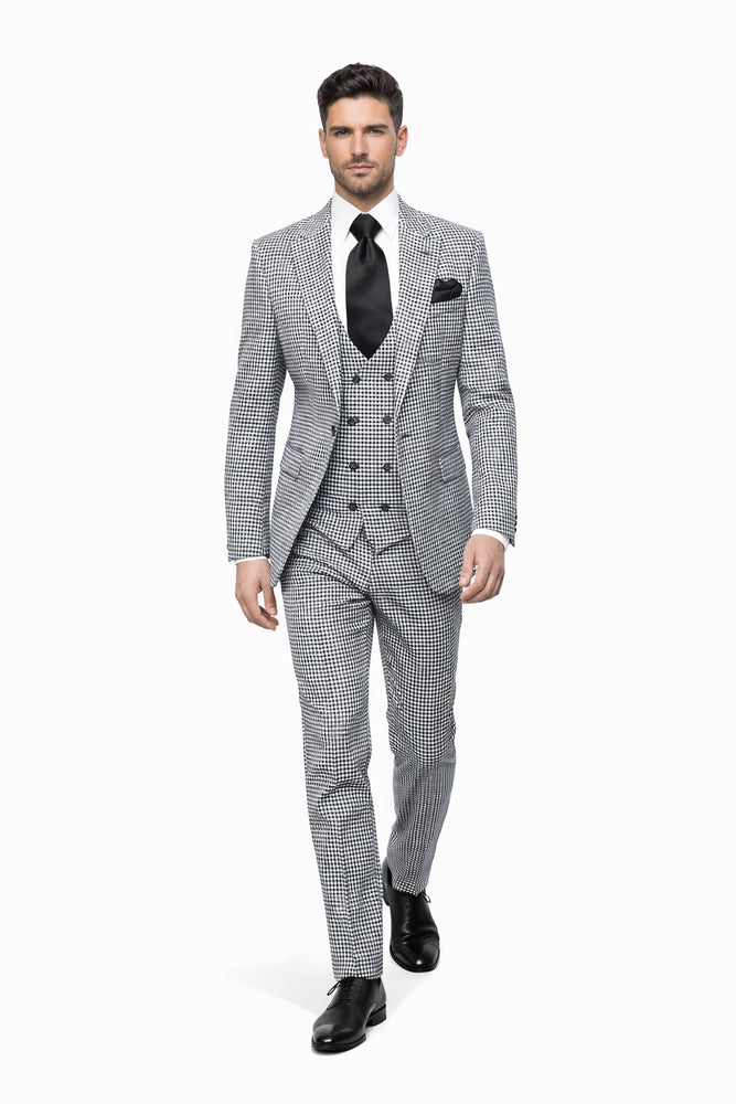 Rossi Man MAX RM1710 Slim Fit 3-Piece Suit – Modern Black and White Suit for Men