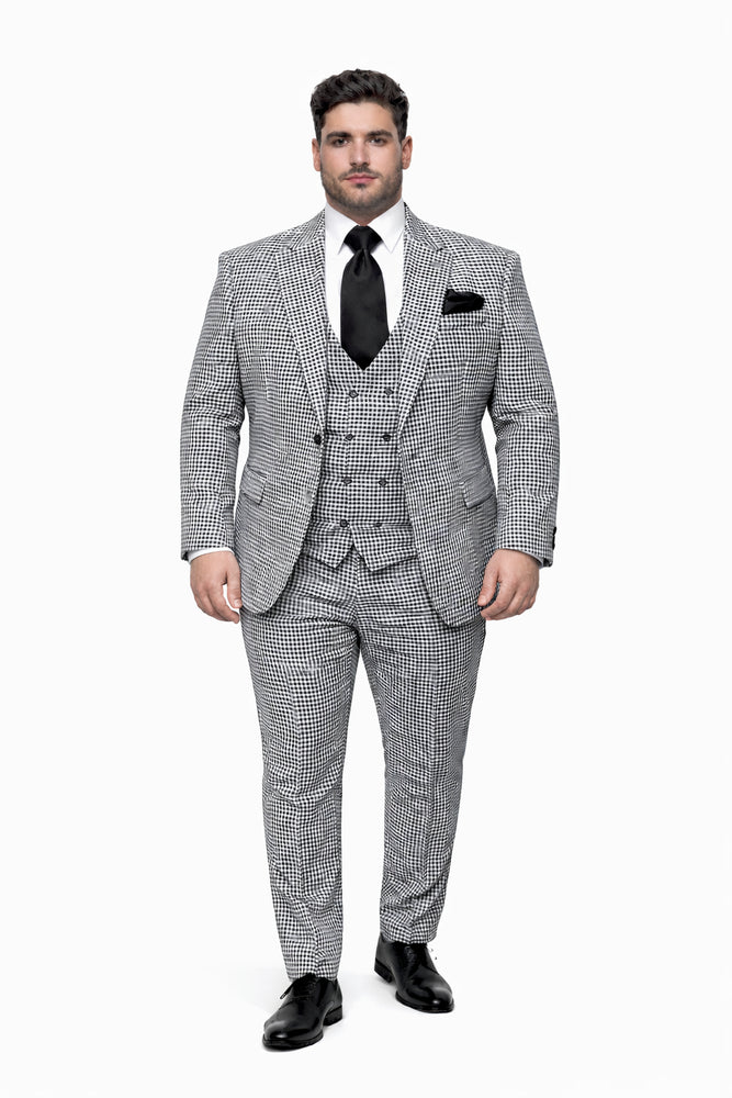 Rossi Man MAX RM1710 Slim Fit 3-Piece Suit – Modern Black and White Suit for Men