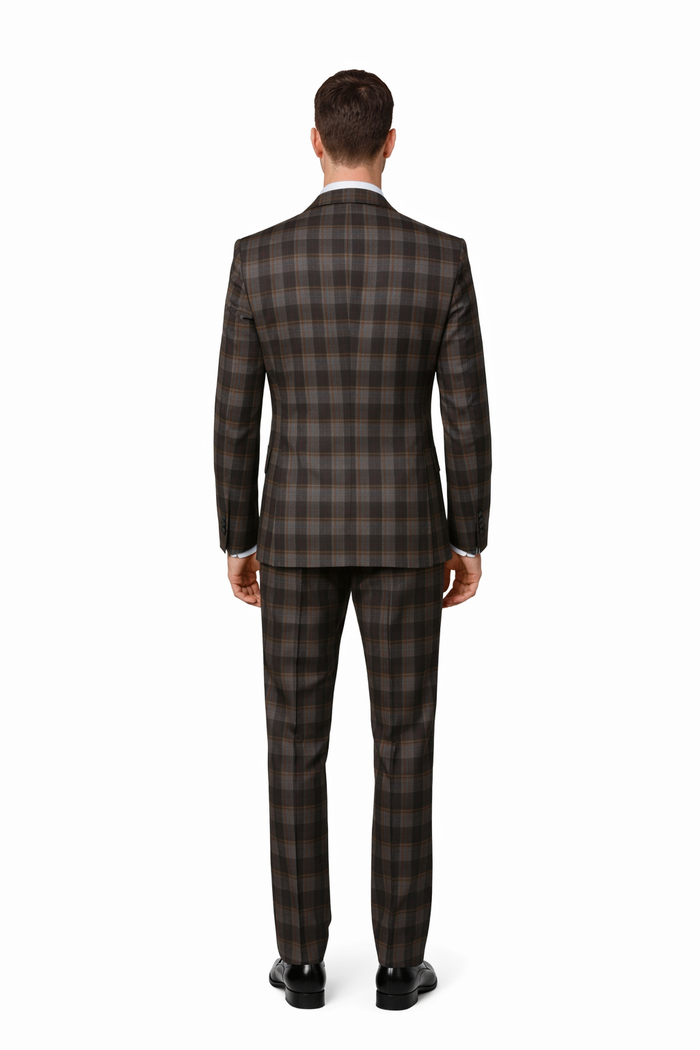 Rossi Man MAX RM1735 Slim Fit 3-Piece Brown Suit – Modern Formalwear for Men