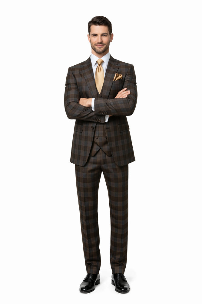 Brown Slim Fit 3-Piece Suit – Rossi Man Max Men’s Formalwear | RM1735