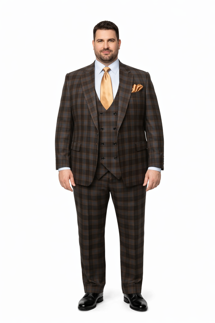 Rossi Man MAX RM1735 Slim Fit 3-Piece Brown Suit – Modern Formalwear for Men