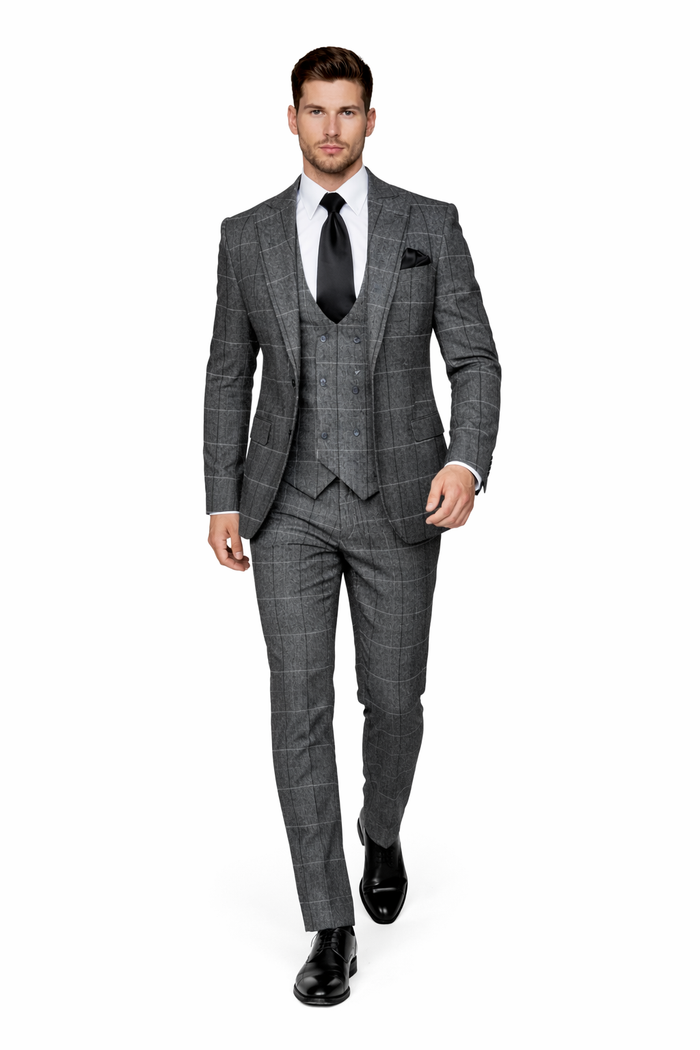 Rossi Man RM1742 – Max Collection Stylish Slim Fit Men’s Suit in Brown