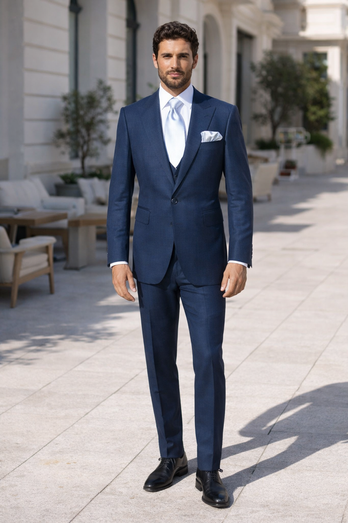 Rossi Man MAX RM1783 Slim Fit 3-Piece Blue Suit –  Men’s Formalwear