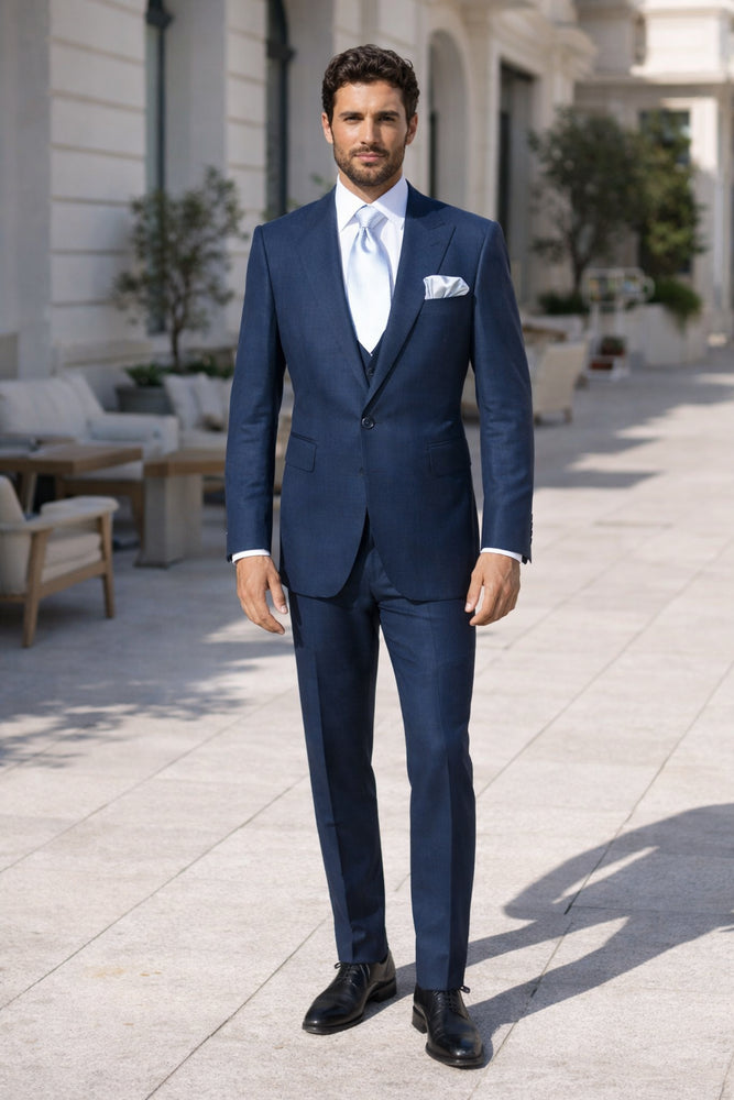Rossi Man MAX RM1783 Slim Fit 3-Piece Blue Suit –  Men’s Formalwear