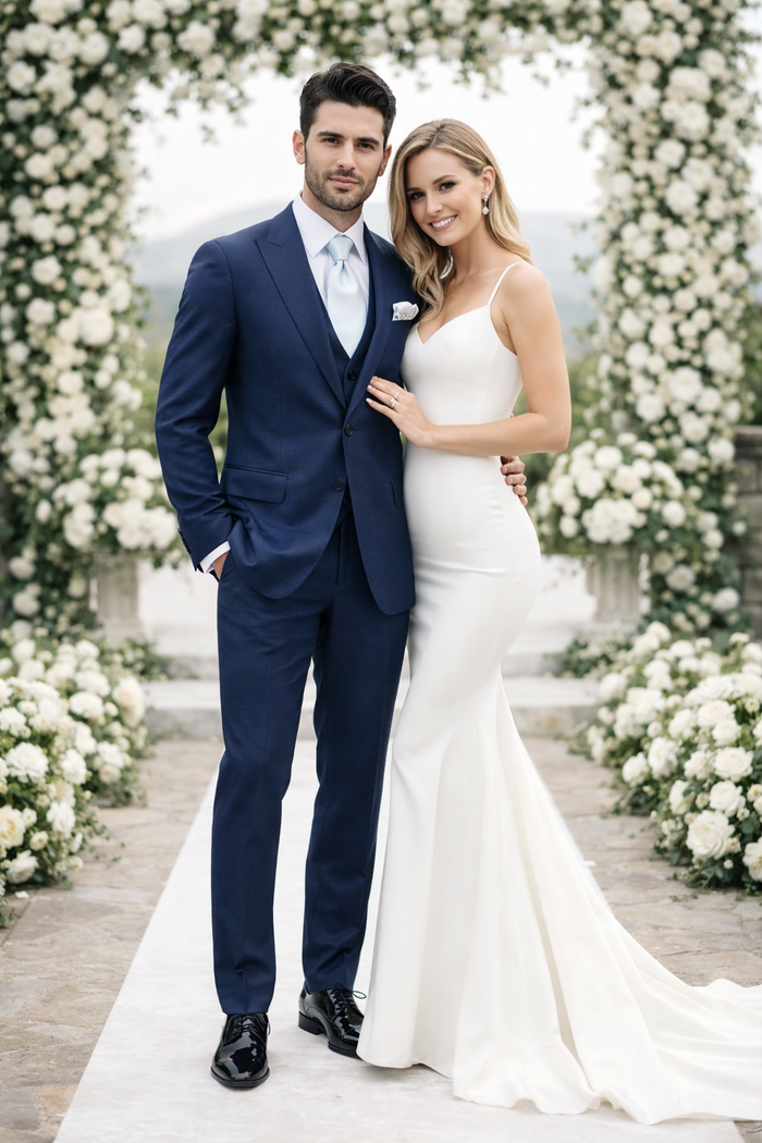 Rossi Man MAX RM1783 Slim Fit 3-Piece Blue Suit –  Men’s Formalwear