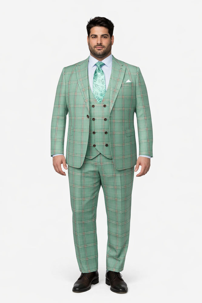 Rossi Man MAX RM1825 Slim Fit 3-Piece Mint Green Suit - Formalwear