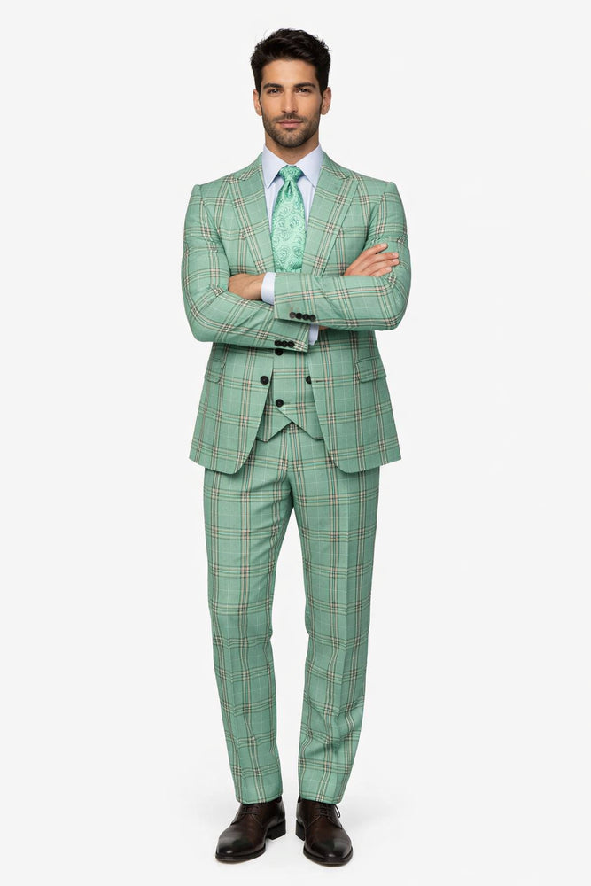 Rossi Man MAX RM1825 Slim Fit 3-Piece Mint Green Suit - Formalwear