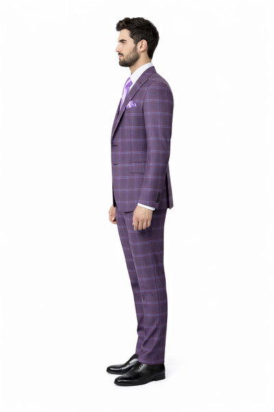 Rossi Man MAX RM1834 Slim Fit 3-Piece Purple Suit – Elegant Men’s Formalwear
