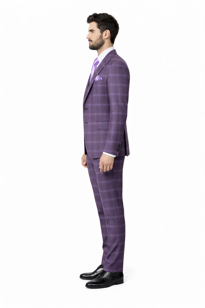 Rossi Man MAX RM1834 Slim Fit 3-Piece Purple Suit – Elegant Men’s Formalwear