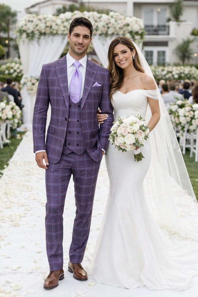 Rossi Man MAX RM1834 Slim Fit 3-Piece Purple Suit – Elegant Men’s Formalwear