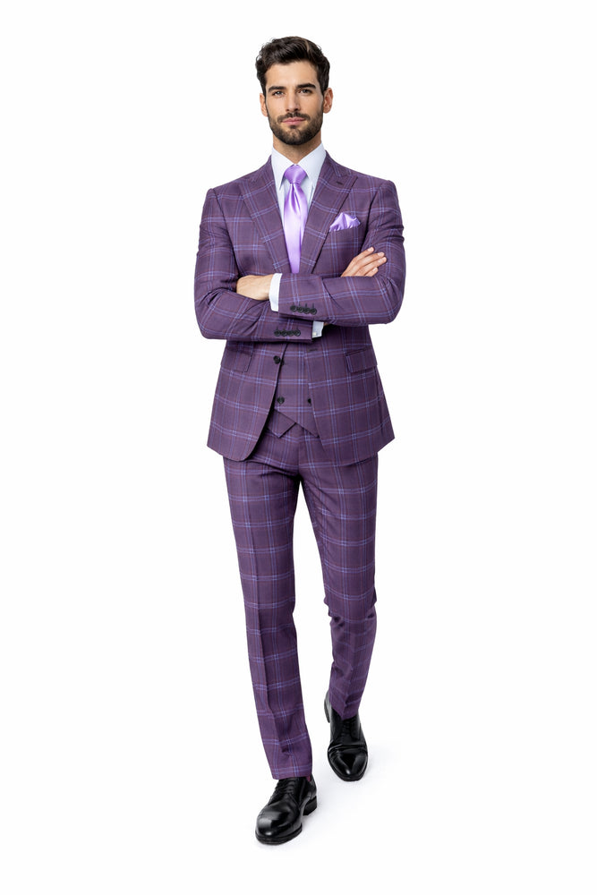 Rossi Man MAX RM1834 Slim Fit 3-Piece Purple Suit – Elegant Men’s Formalwear