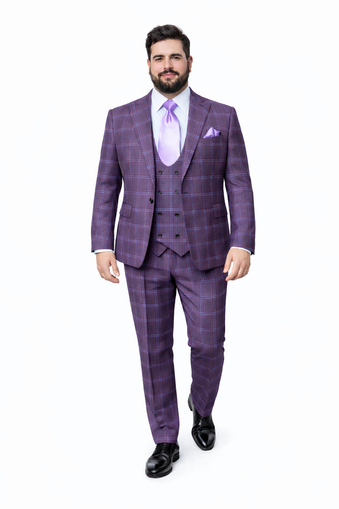 Rossi Man MAX RM1834 Slim Fit 3-Piece Purple Suit – Elegant Men’s Formalwear