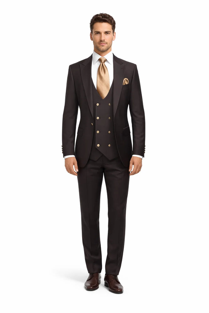 Rossi Man MAX Slim Fit 3-Piece Chocolate Brown Suit – Modern Men’s Formal Set