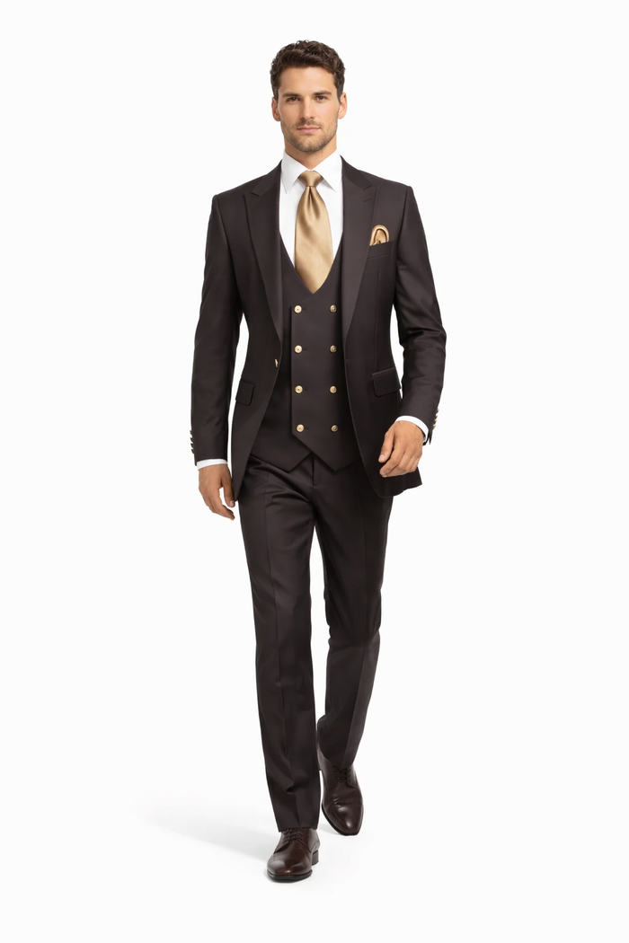 Rossi Man MAX Slim Fit 3-Piece Chocolate Brown Suit – Modern Men’s Formal Set