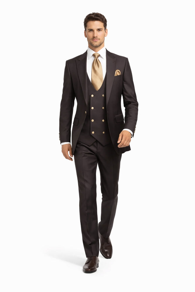 Rossi Man MAX Slim Fit 3-Piece Chocolate Brown Suit – Modern Men’s Formal Set