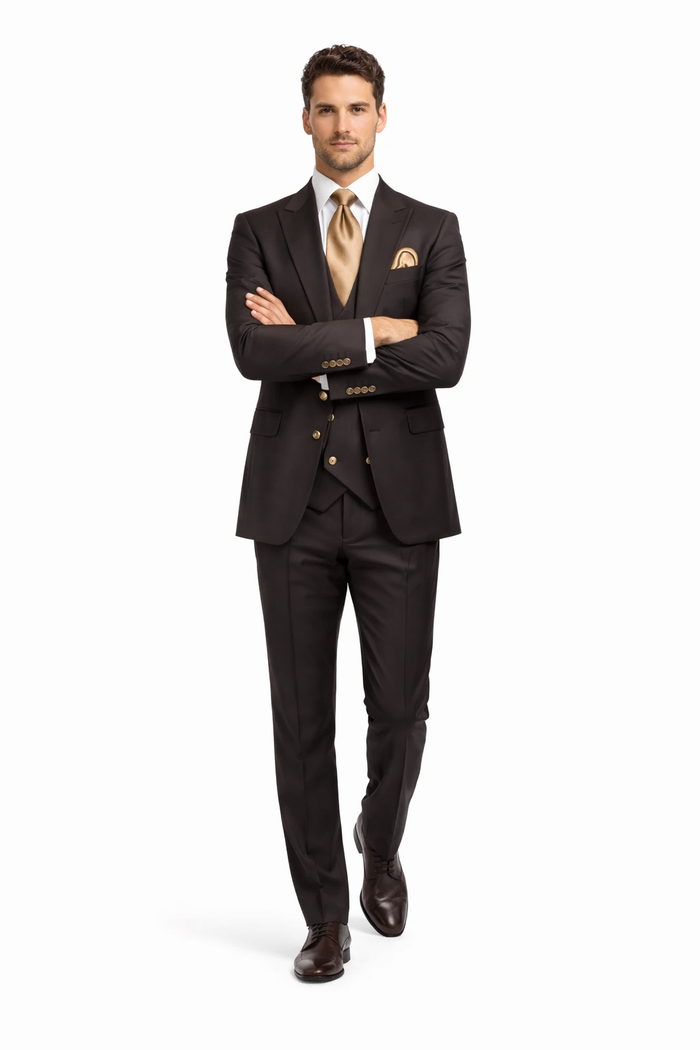 Rossi Man MAX Slim Fit 3-Piece Chocolate Brown Suit – Modern Men’s Formal Set