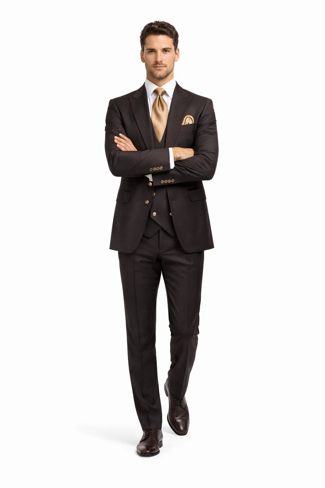 Rossi Man MAX Slim Fit 3-Piece Chocolate Brown Suit – Modern Men’s Formal Set