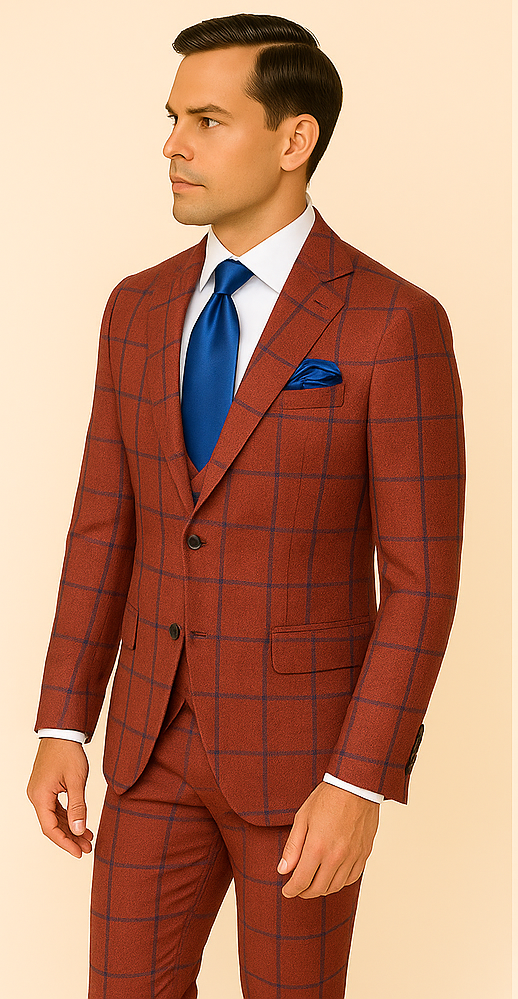 Rossi Man Max RM1842 – Slim Fit 3-Piece Formal Suit for Men