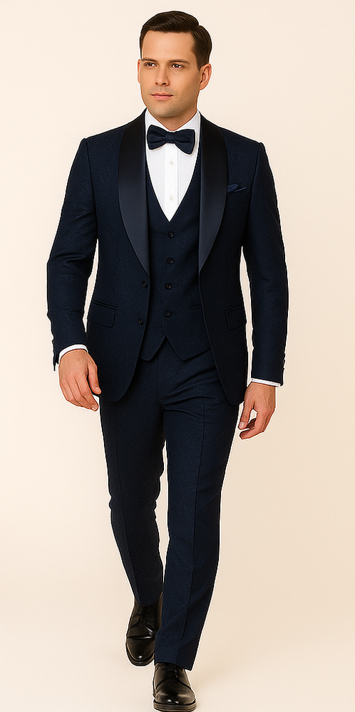 Rossi Man RM1252 – Men's 3-Piece Smoking Style Tuxedo for Elegant Evenings
